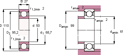 Подшипник или подшипниковый узел для высоких температур 6310-2Z/VA201