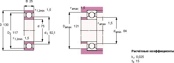 Радиальный подшипник 6215