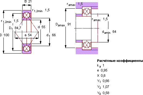 Подшипник QJ 211 MA