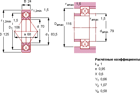 Подшипник QJ 214 MA