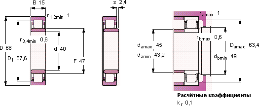 Подшипник NU 1008 ML