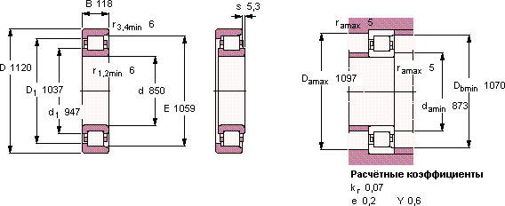 Цилиндрический роликовый подшипник NF 19/850 ECM2P/HA1