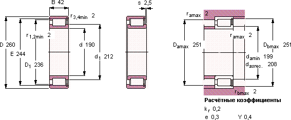 Цилиндрический роликовый подшипник NCF 2938 CV