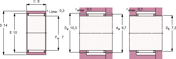 Подшипник RNAO 7X14X8 TN