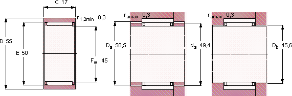 Подшипник RNAO 45x55x17