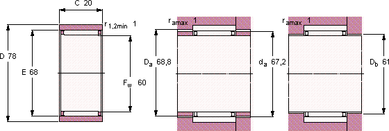 Подшипник RNAO 60x78x20