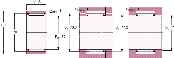 Подшипник RNAO 70x90x30