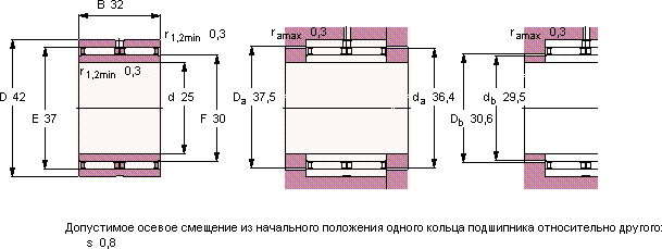 Подшипник NAO 25x42x32
