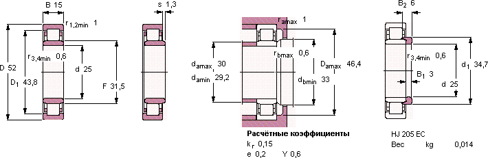 Подшипник NU 205 ECJ