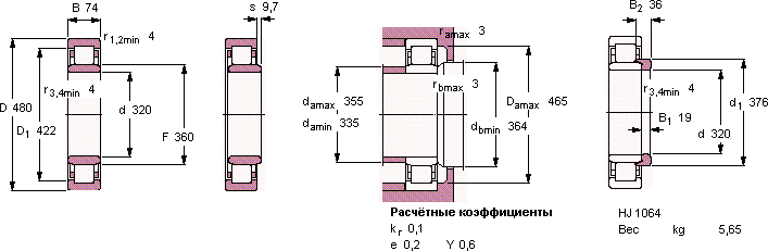Подшипник NU 1064 MA