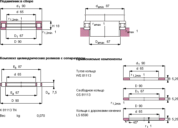 Подшипник 81113 TN