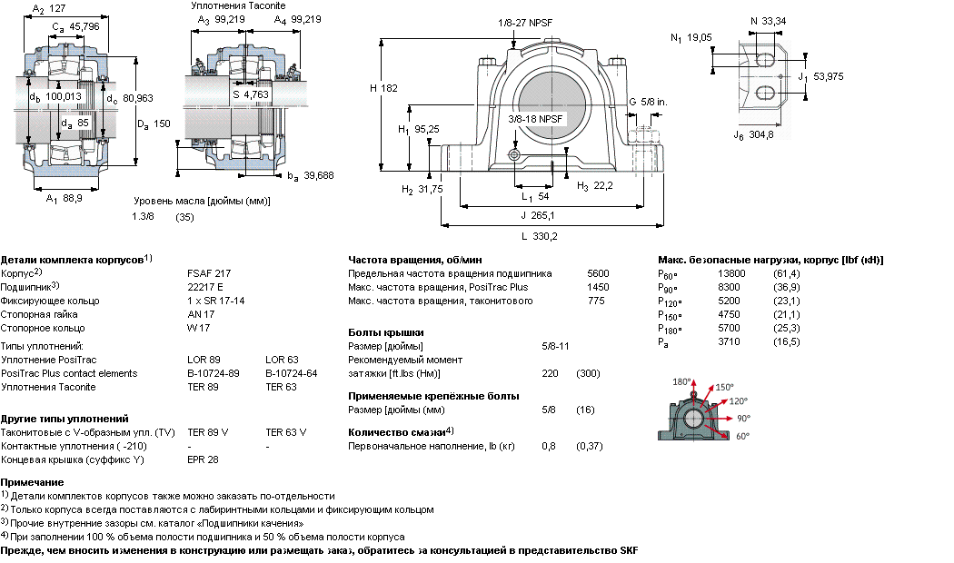  Корпус подшипника FSAF 22217 TLC купить оптом в Агрегат Подшипник 
