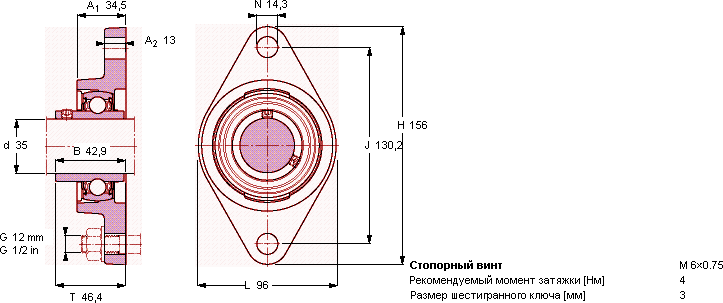 Подшипник или подшипниковый узел для высоких температур FYT 35 TF/VA201