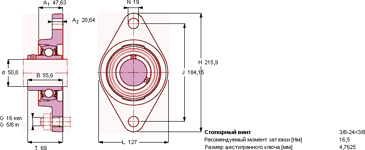 Подшипник или подшипниковый узел для высоких температур FYT 2. TF/VA201